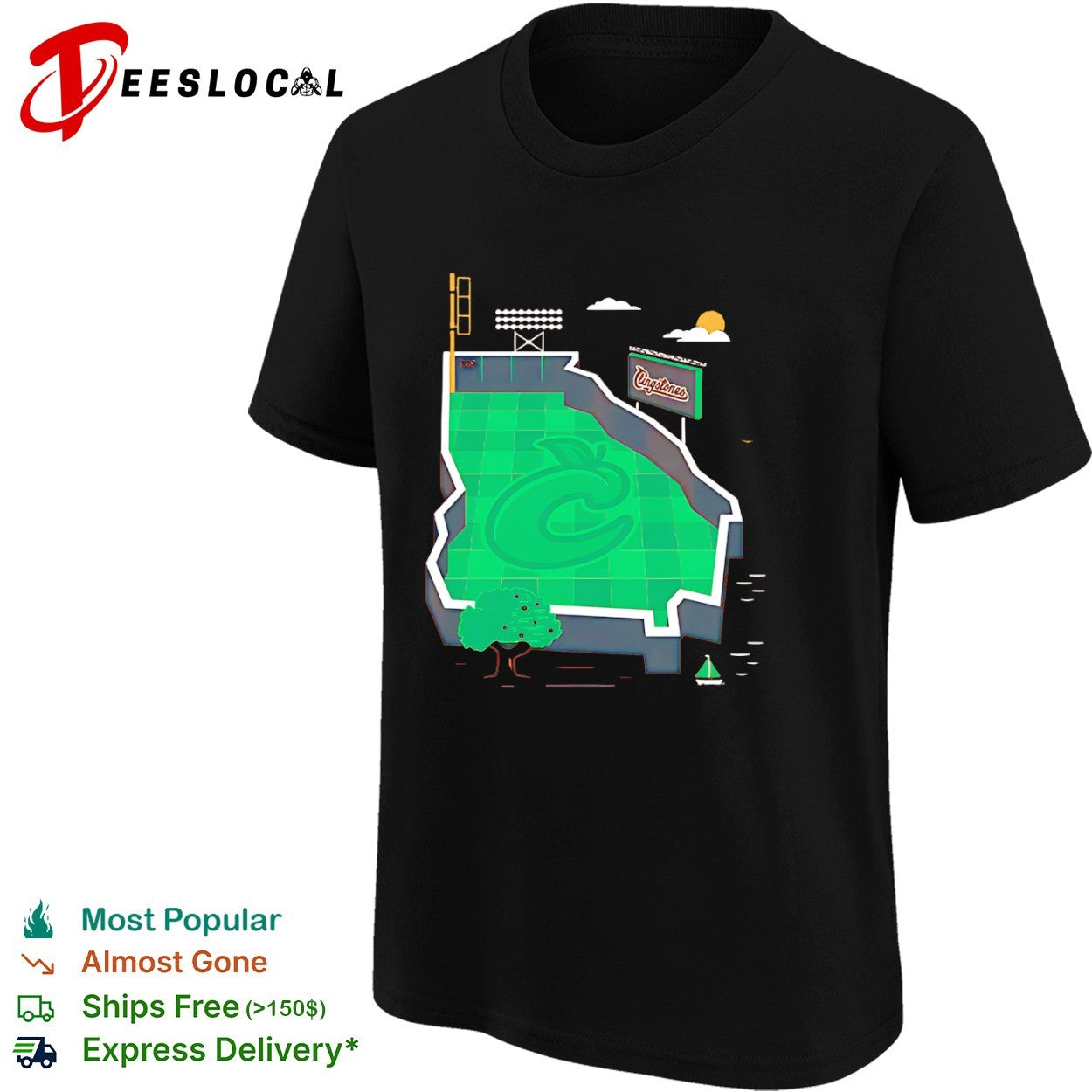 Columbus Clingstones baseball field stadium map shirt