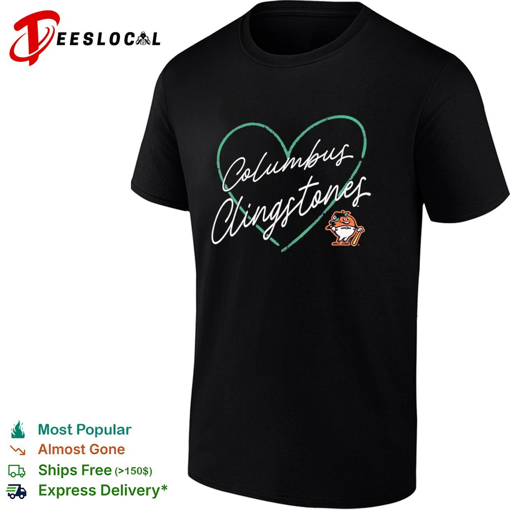 Columbus Clingstones baseball heart logo shirt