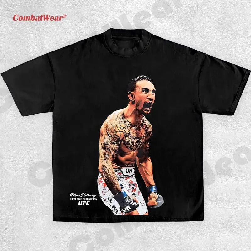 CombatWear Men's UFC Max Holloway BMF Champion T-Shirt ,Boxing T-shirt, Fighter Tee, Boxer Shirt, Sports Shirt, Vintage Boxing Tee