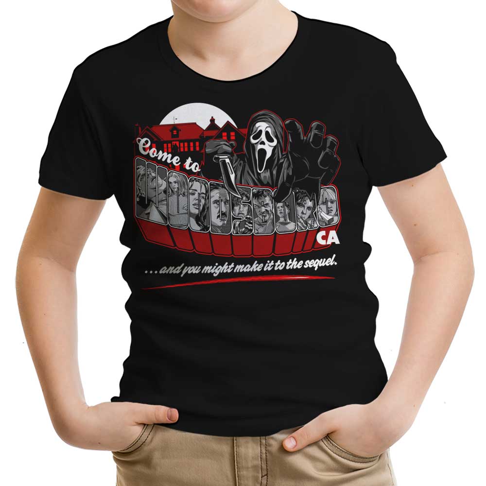 Come to Woodsboro - Youth Apparel T-Shirts, Hoodie, Sweatshirt | CiraTrend.com (Image 1)