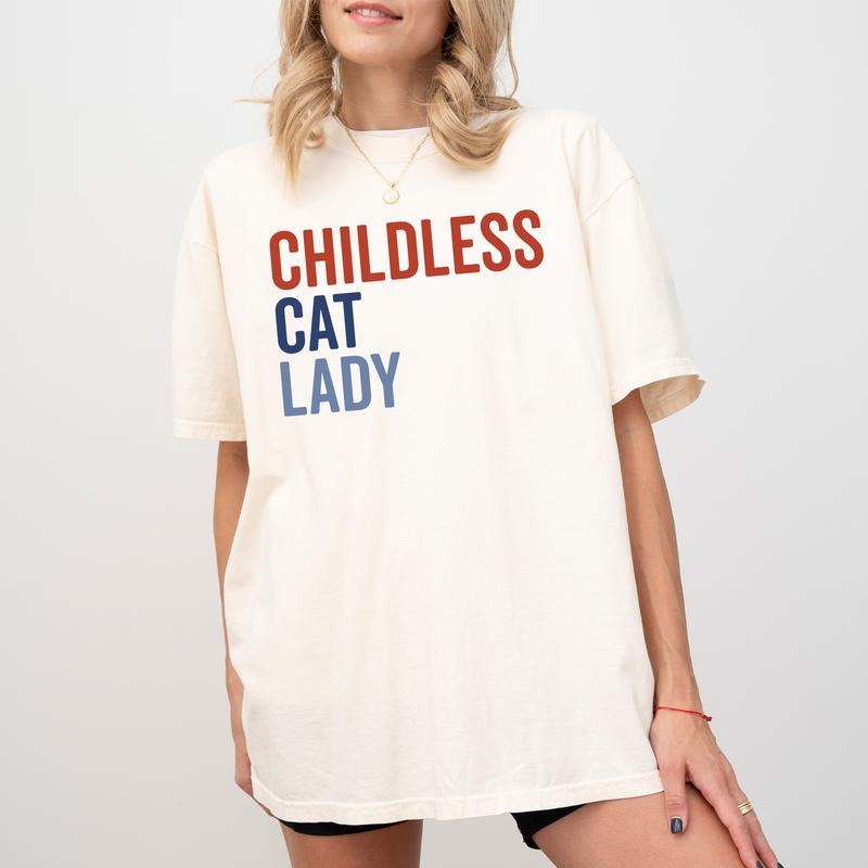 Comfort Color Childless Cat Ladies Shirt, Feminism Shirt for Women, Women Power Graphic Printed Crewneck, Crazy Cat...