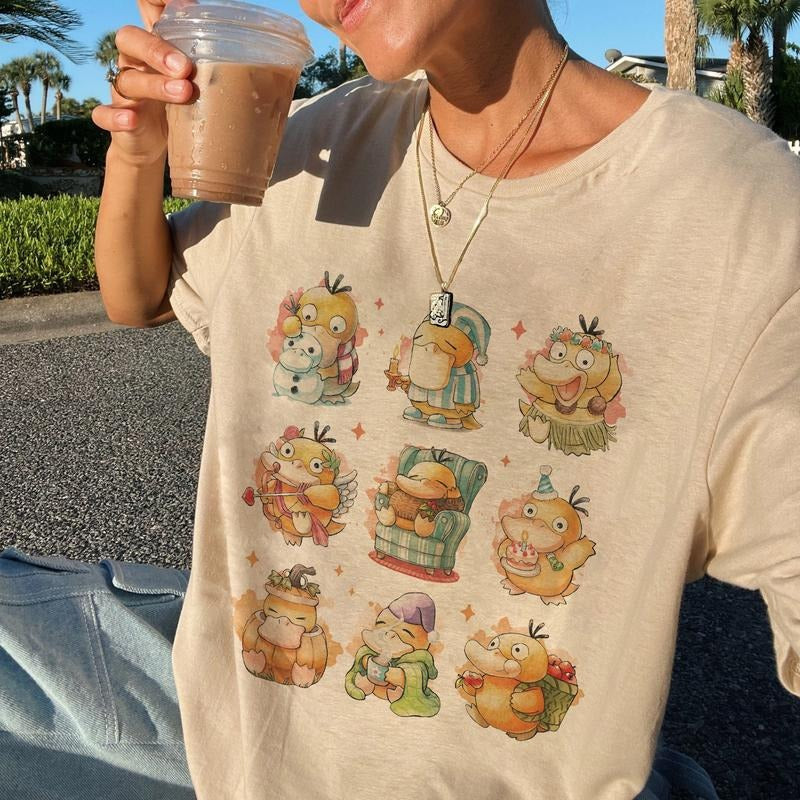 [Comfort Colors] Psyduck Tshirt, Anime Tshirt\ Hoodie, Sweatshirt | CiraTrend.com