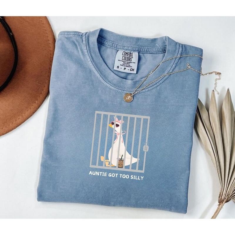 Comfort Colors Auntie Silly Goose T-Shirt, Soft Cotton Crewneck Shirt for Men and Women, Gift for Him or Her, Unisex...