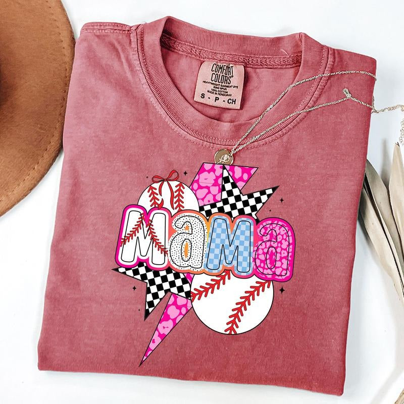 Comfort Colors Baseball Mama Tee, Checkered Baseball Mama Shirt, Baseball Game Day T-Shirt Hoodie, Sweatshirt | CiraTrend.com