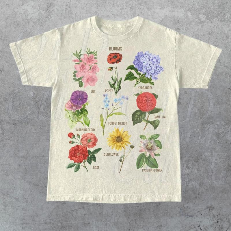Comfort Colors Blooms Retro Graphic T Shirt, Vintage 90s Flower Shirt, Nostalgia Nature Tee, Cute Unisex Adult Graphic T...