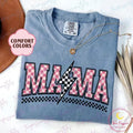 Comfort Colors Checkered Mama Tshirt, Lightening Bolt Mama Shirt, Mothers Day Gift, New Mom Tee, Motherhood T-shirt,...