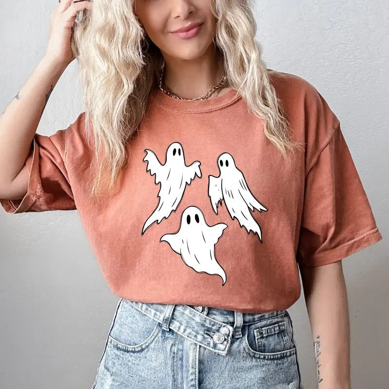 Comfort Colors Cute Ghost Halloween Shirt, Scary Shirt, Retro Halloween Shirt, Spooky Season, Fall Graphic Tee Hoodie,...