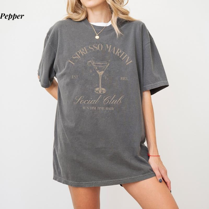 Comfort Colors Espresso Martini T-Shirt, Trendy Coffee Lover Tee, Stylish and Comfortable Casual Wear, Perfect Gift for...