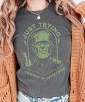 Comfort Colors Frankenstein Shirt Just Trying to Keep it Together tshirt funny Halloween tee spooky season Hoodie, Sweatshirt