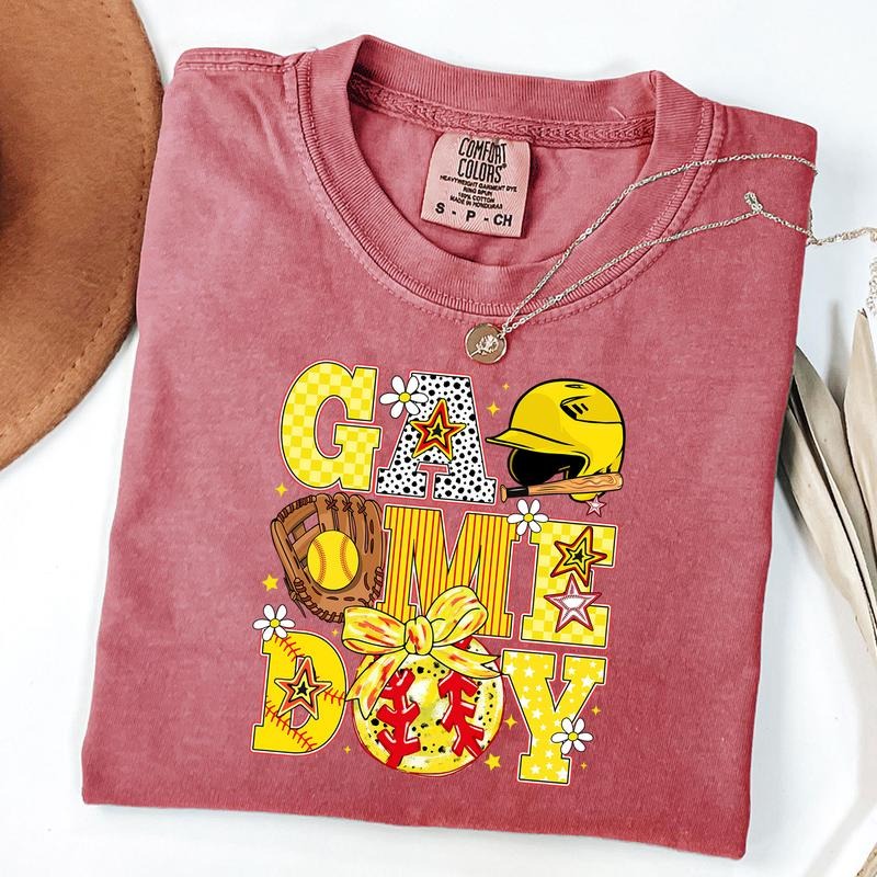 Comfort Colors Game Day Softball Shirt, Softball Mom Shirt, Sports Gift, Softball Season T-shirt, Game Day Tee Hoodie,...