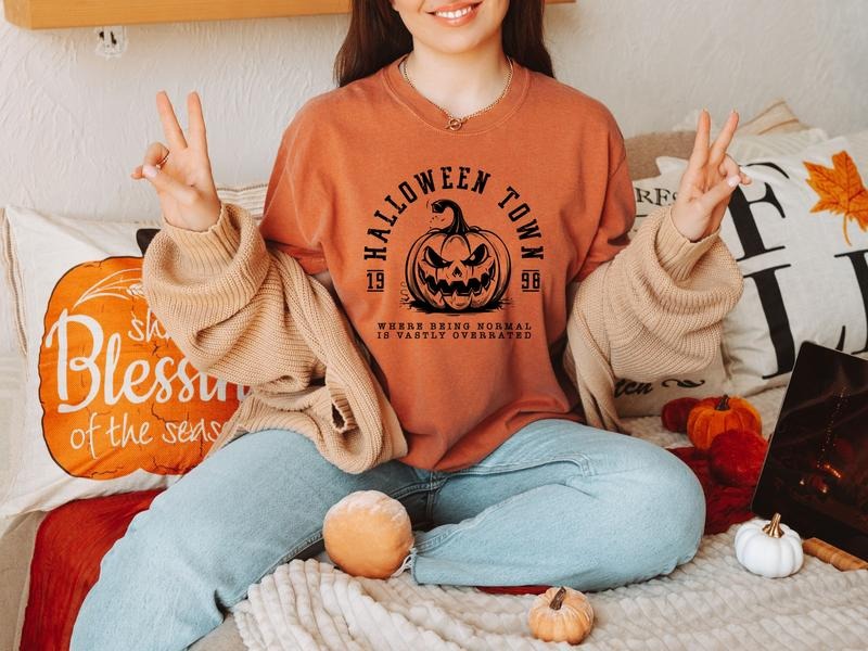 Comfort Colors Halloween Town T Shirt, Vintage Style Halloween Shirt Hoodie, Sweatshirt | CiraTrend.com