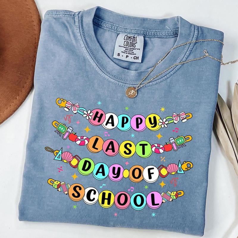 Comfort Colors Little Girl Last Day Of School Bracelet T-Shirt, Last Day Of School Shirt, Teacher Gifts, Retro School...