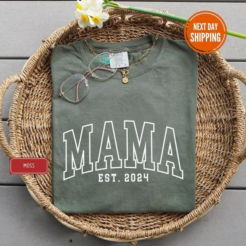Comfort Colors Mama Shirt, Mama Est 2024 Shirt, Comfort Colors Mom Shirt, Gift for Mom, Cool Mom, Mother's Day, New Mom...