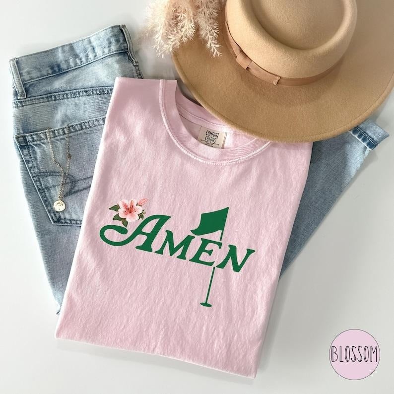 Comfort Colors Masters Golf Amen Shirt, Pink Golf Tournament Shirt, Gift Golf Birthday Party Shirt, Golf Girl T-shirt...