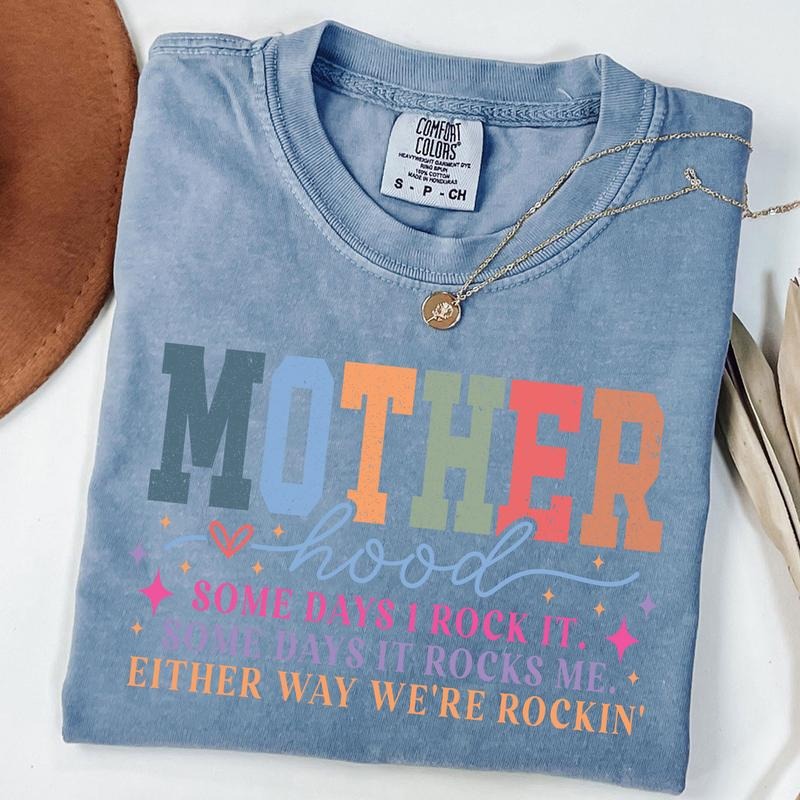 Comfort Colors Motherhood Shirt, Funny Mom Sarcastic Mama Shirt, Retro Motherhood T-Shirt, Mother's Day Gift, Unisex...