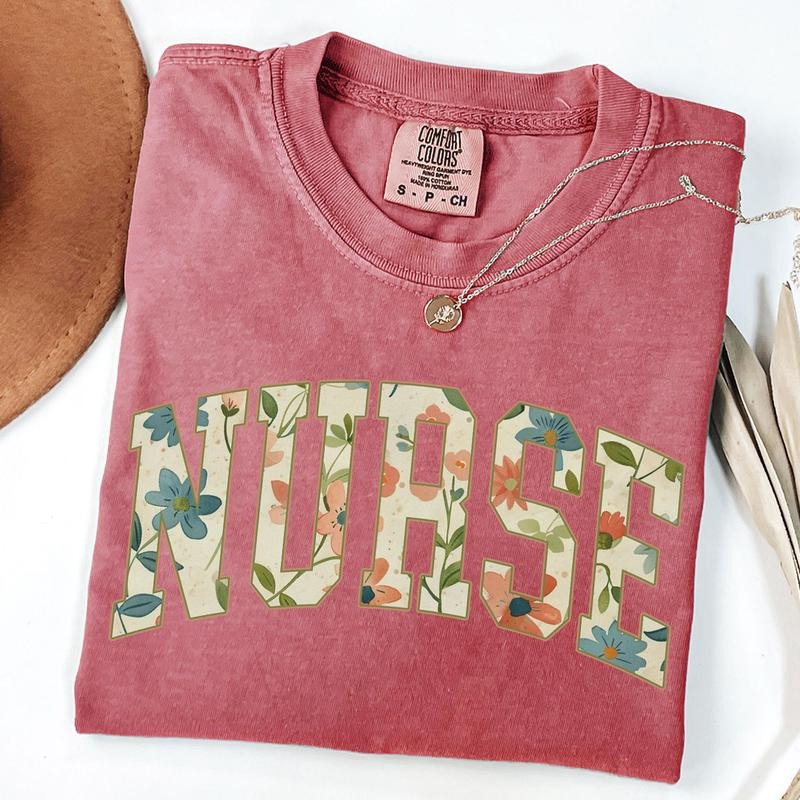 Comfort Colors Nurse Floral Shirt, RN Shirt, Nurse Graduation Gift, Nurse Appreciation, Unisex T-Shirt Hoodie, Sweatshirt