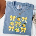 Comfort Colors Retro Lemon Coquette Bow Shirt, Cute Lemon Floral T-Shirt, Lemonade Tee Hoodie, Sweatshirt | CiraTrend.com