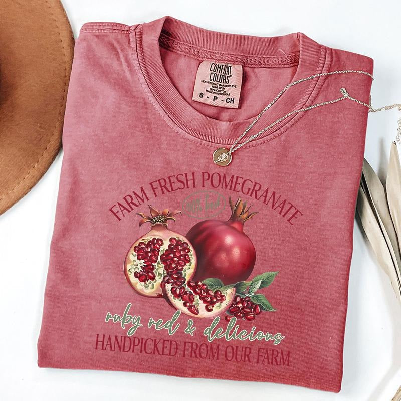Comfort Colors Retro Pomegranate T-Shirt, Vintage Fruit Label Tee, y2k Style Shirt Hoodie, Sweatshirt | CiraTrend.com