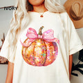 Comfort Colors Shirt, Fall Disco Pumpkin with Bow Shirt, Comfort Colors Fall Shirt, Halloween Graphic Shirt,Casual Shirt...