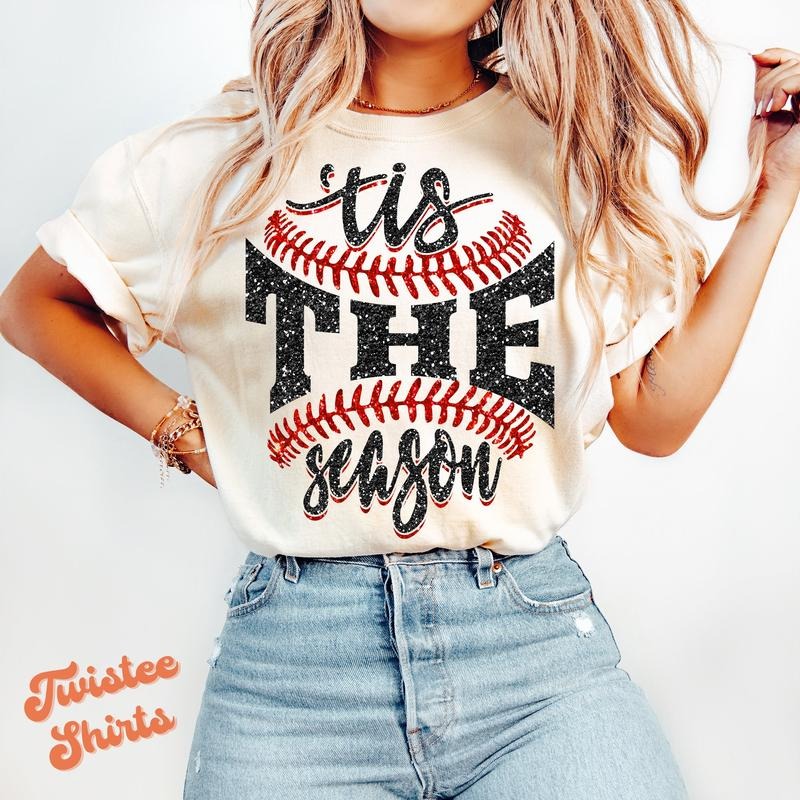 Comfort Colors Sports Game Day T-Shirt - Faux Tis The Season Baseball T-Shirt - Sports Team Mom Family T-Shirt Hoodie,...