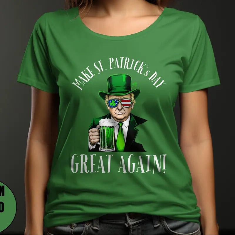 Comfort Colors St Patricks Trump Shirt Trump Shamrock Shirt Make St Patrick's Day Great Again Sweatshirt Irish Day Trump...