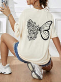 Comfort Colors Women's Butterfly Print Round Neck Drop Shoulder Tee for Summer, Casual Crew Neck, Fashion Casual T-Shirt...