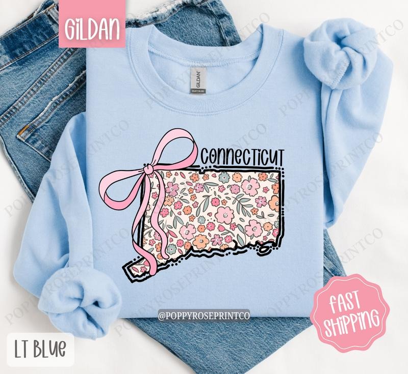 Connecticut Floral Sweatshirt, Cute Connecticut Sweatshirt, Connecticut State Sweatshirt T-Shirts, Hoodie | CiraTrend.com