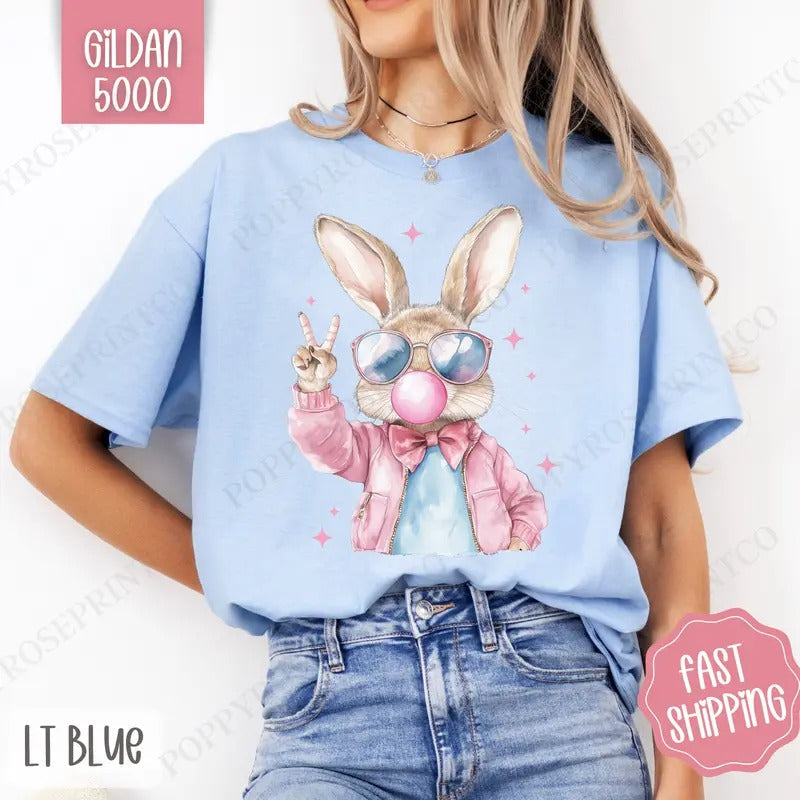 Cool Bunny Shirt Gildan, Cute Easter Tee, Trendy Bunny Women's Tshirt Plus Sizes, Gift for Her Hoodie, Sweatshirt