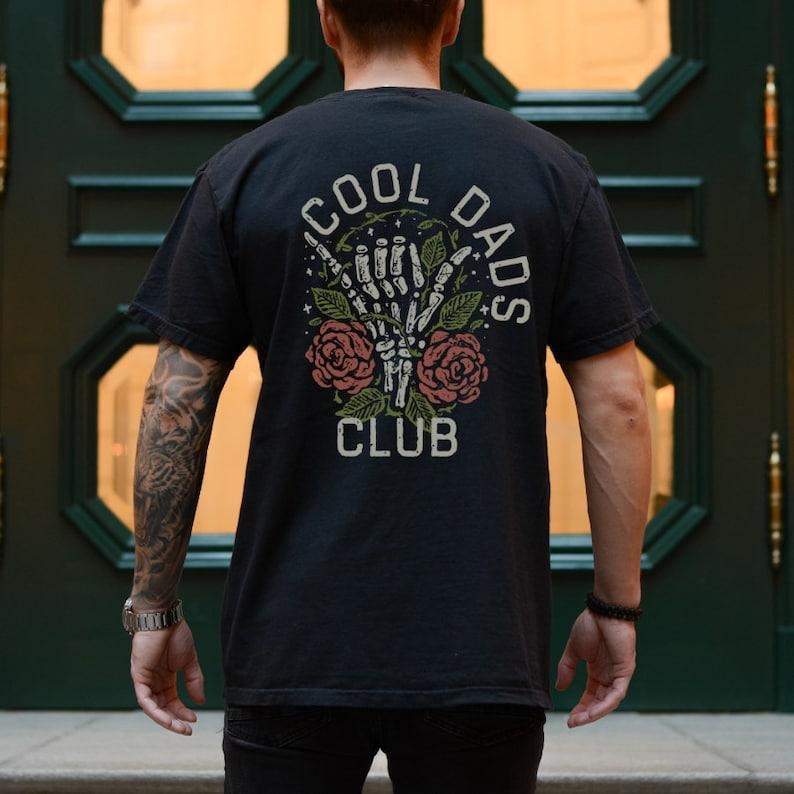 Cool Dads Club Front & Back Tshirt, Dad Life Tee, Skeleton Hand, First Fathers Day Present, Gift For Husband, Daddy...
