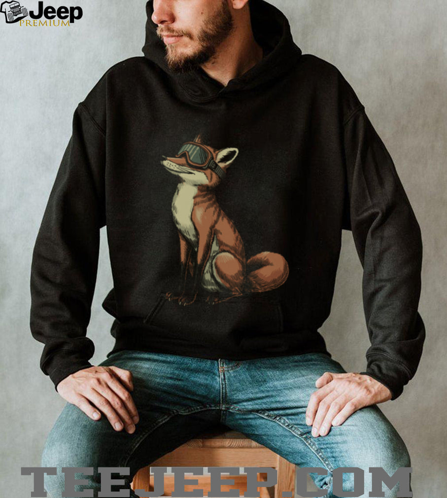 Cool Fox with Ski Goggles Tee Retro Winter Sports Wildlife Design