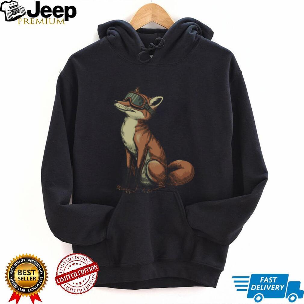 Cool Fox with Ski Goggles Tee Retro Winter Sports Wildlife Design