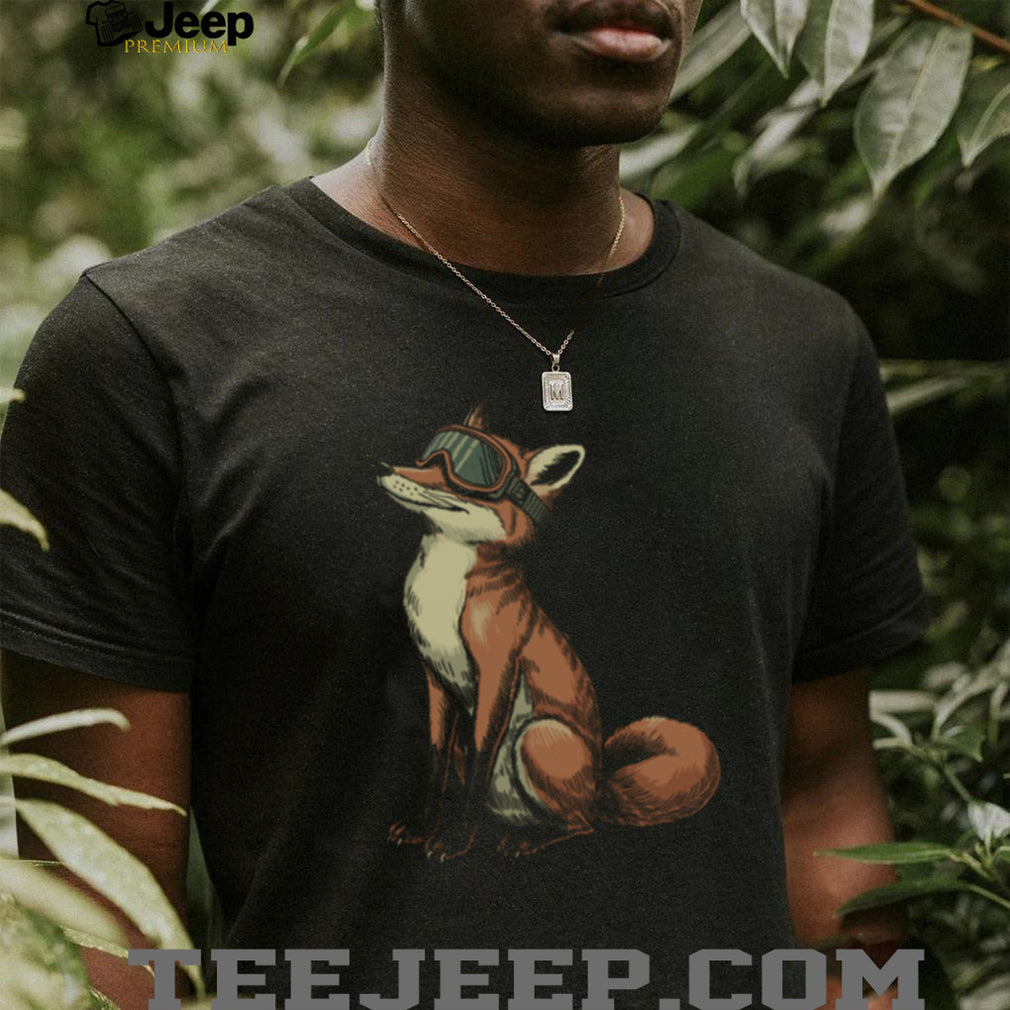 Cool Fox with Ski Goggles Tee Retro Winter Sports Wildlife Design