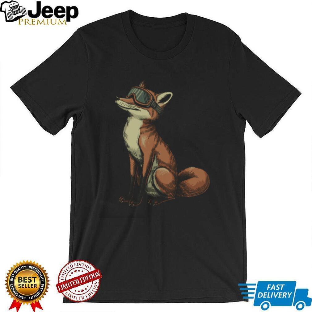 Cool Fox with Ski Goggles Tee Retro Winter Sports Wildlife Design