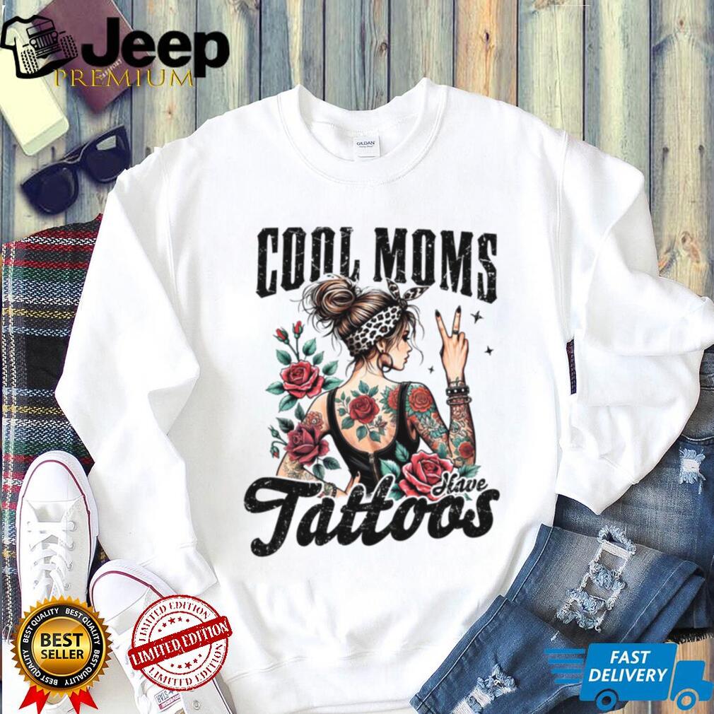 Cool Moms Have Tattoos Rocker Mom Leopard Bandana Tattooed Graphic Tee