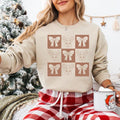 Coquette Bow Reindeer Christmas Sweatshirt, Checkered Reindeer T-shirt, Vintage Christmas Shirt, Christmas Vibes Hoodie,...