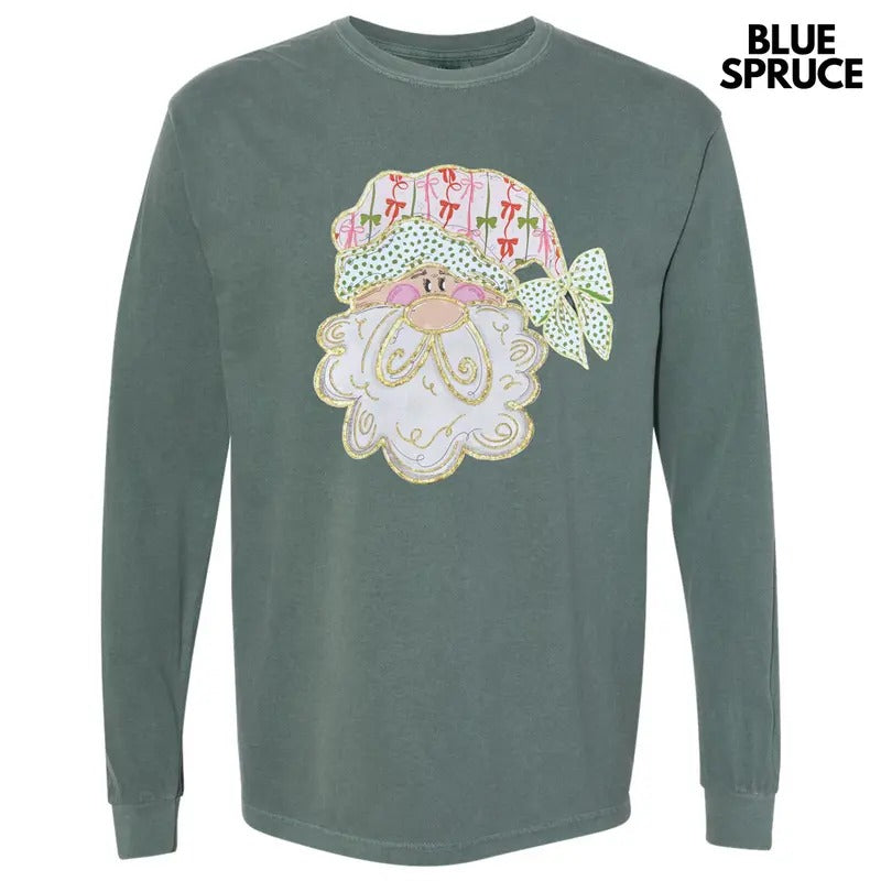 Coquette Bow Santa Long Sleeve Comfort Colors T-Shirt Hoodie, Sweatshirt | CiraTrend.com