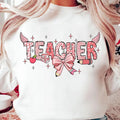 Coquette Bow Teacher Valentine Shirt, Teaching Is A Work Of Heart Valentine Shirt, Valentines Day Teacher Shirt,...
