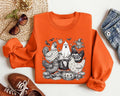 Coquette Chicken Halloween Pumpkin Bow Sweatshirt, Fall Shirt for Women, Trendy Halloween Bow Shirt, Pumpkin Floral Shirt...
