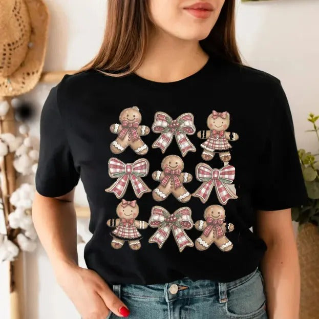 Coquette Christmas Cookie Sweatshirt, Checkerboard Bows Crewneck, Cute Christmas Party Top, Retro Christmas Shirt, Winter...