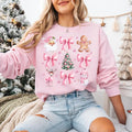 Coquette Christmas Sweatshirt Pretty Pink Bows Santas And Gingerbread Sweatshirt Festive Holiday Crewneck Soft Girl...