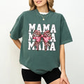 Coquette Leopard Mama Comfort Colors Shirt, Pinky Cheetah Bow Mama T-shirt, Wild Mama Graphic Tee, Leopard Feral Mom...