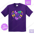 Coquette Mardi Gras Heart Kids Shirt - Louisiana Parade Bow Children's Tshirt