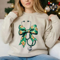 Coquette Nurse Stethoscope Bow Sweatshirt, Bow Shirt, Gift for Nurse, Nurse Appreciation, Christmas Gift for Nurse,...