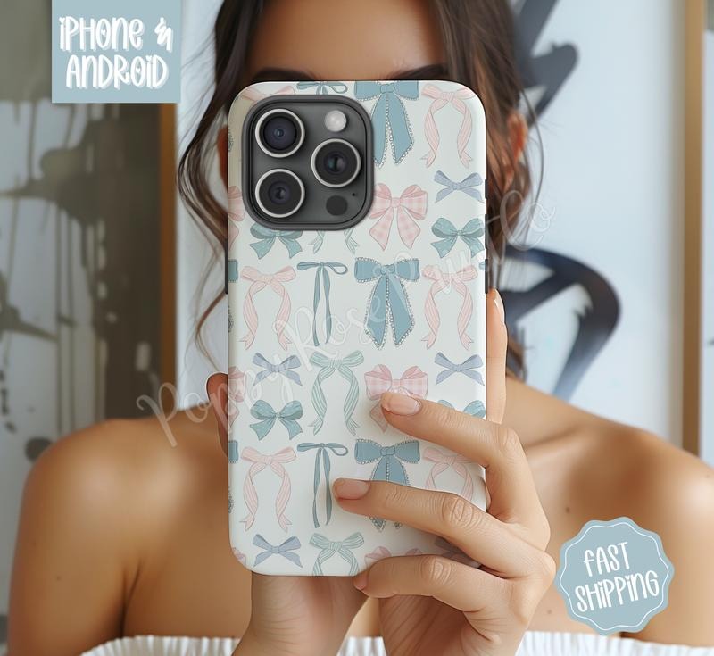 Coquette Pink & Blue Bow Phone Case Mag Safe Compatible Magnetic Tough Cases T-Shirts, Hoodie, Sweatshirt | CiraTrend.com