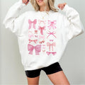 Coquette Pink Bow Sweatshirt, Cute Coquette Shirt, Pink Ribbon Sweatshirt, Trendy Crewneck, Ribbon Valentine Sweatshirt,...