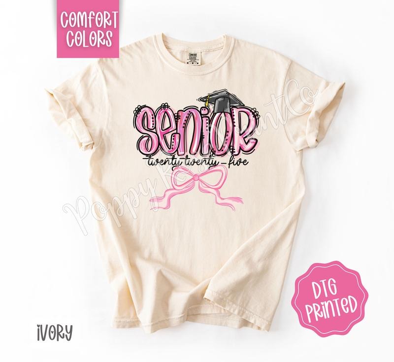 Coquette Senior Comfort Colors Shirt, Cute Graduation Tshirt, Trendy Bow Tee, Gift for Her Hoodie, Sweatshirt | CiraTrend.com