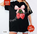 Coquette Strawberry Gildan Tshirt , Fruit Summer Tee, Cute Women's Shirt, Gift For Her Hoodie, Sweatshirt | CiraTrend.com