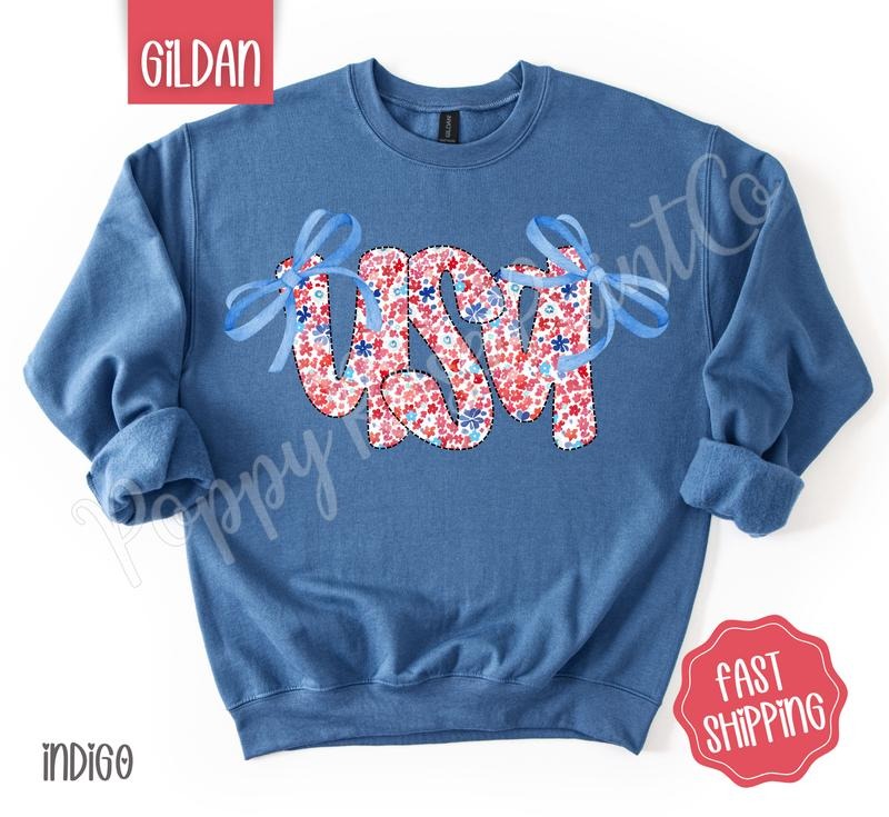 Coquette USA Sweatshirt, Cute American Sweater, Girly Fourth Of July Crewneck T-Shirts, Hoodie | CiraTrend.com