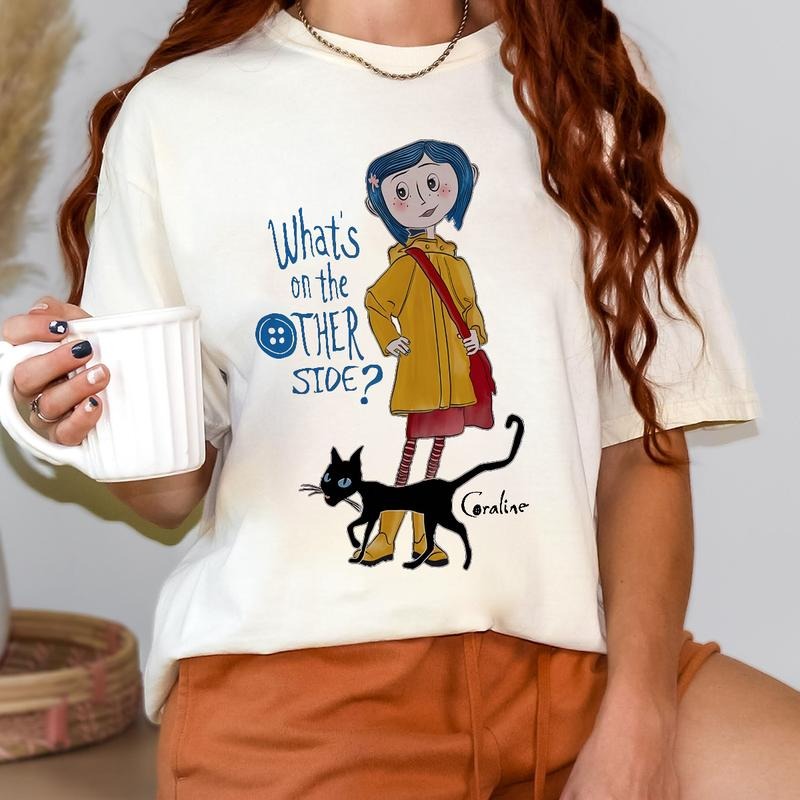 Coraline What's on the Other Side? Shirt, Horror Corline movies, Horror Character Shirt, Halloween Crewneck Sweatshirt Hoodie