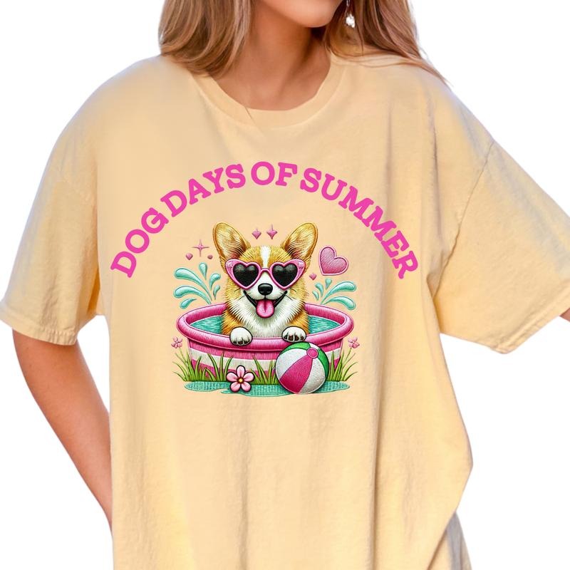 Corgi Dog Days of Summer Shirt ~ Unisex Apparel Relaxed Fit Printed In The USA Clothing Womenswear Casual Comfort Cotton...